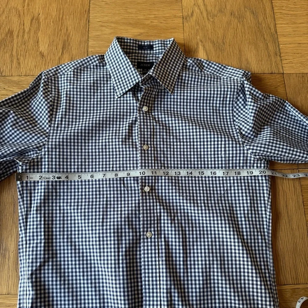 J. Crew Slim Mens Medium Blue White Gingham Button Down Shirt Checkered Plaid
